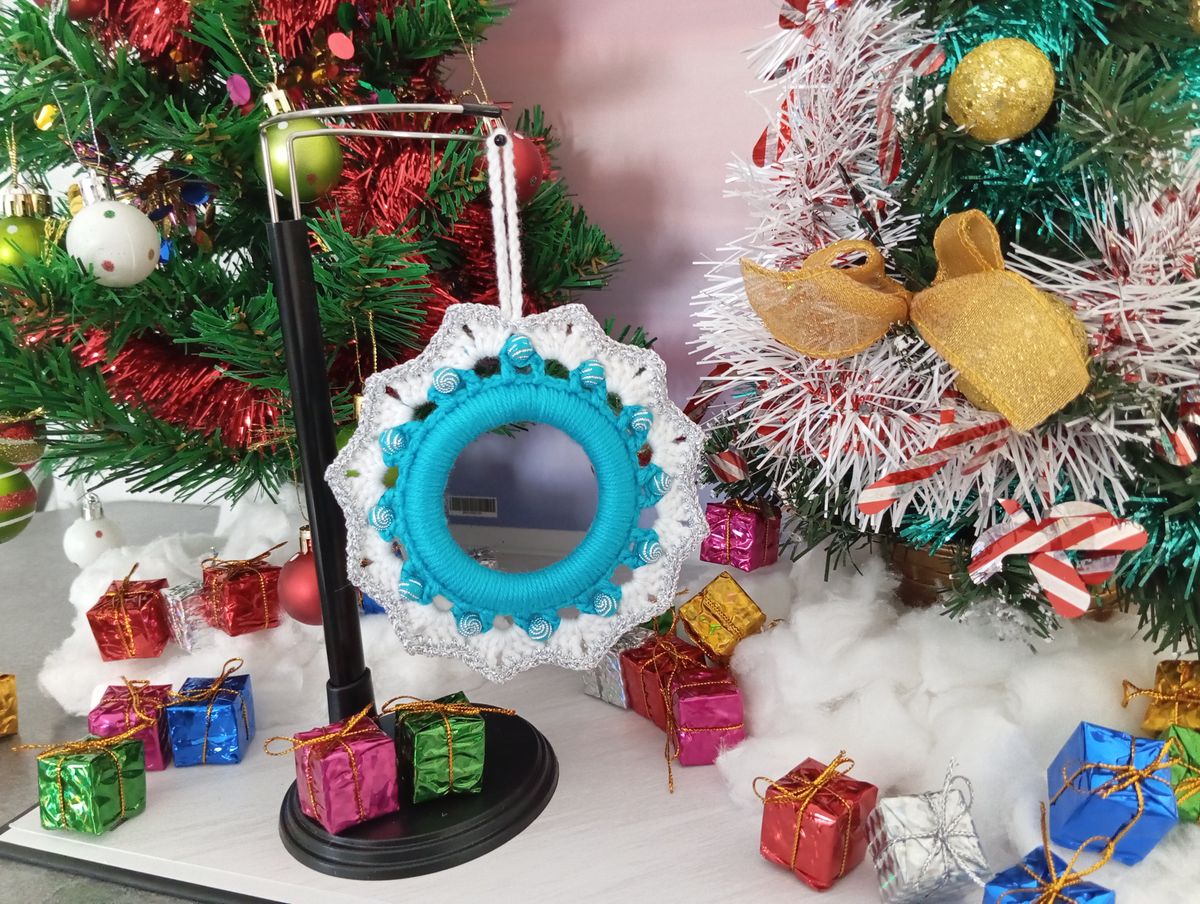 Petite couronne de Noël Bleue/Blanche
