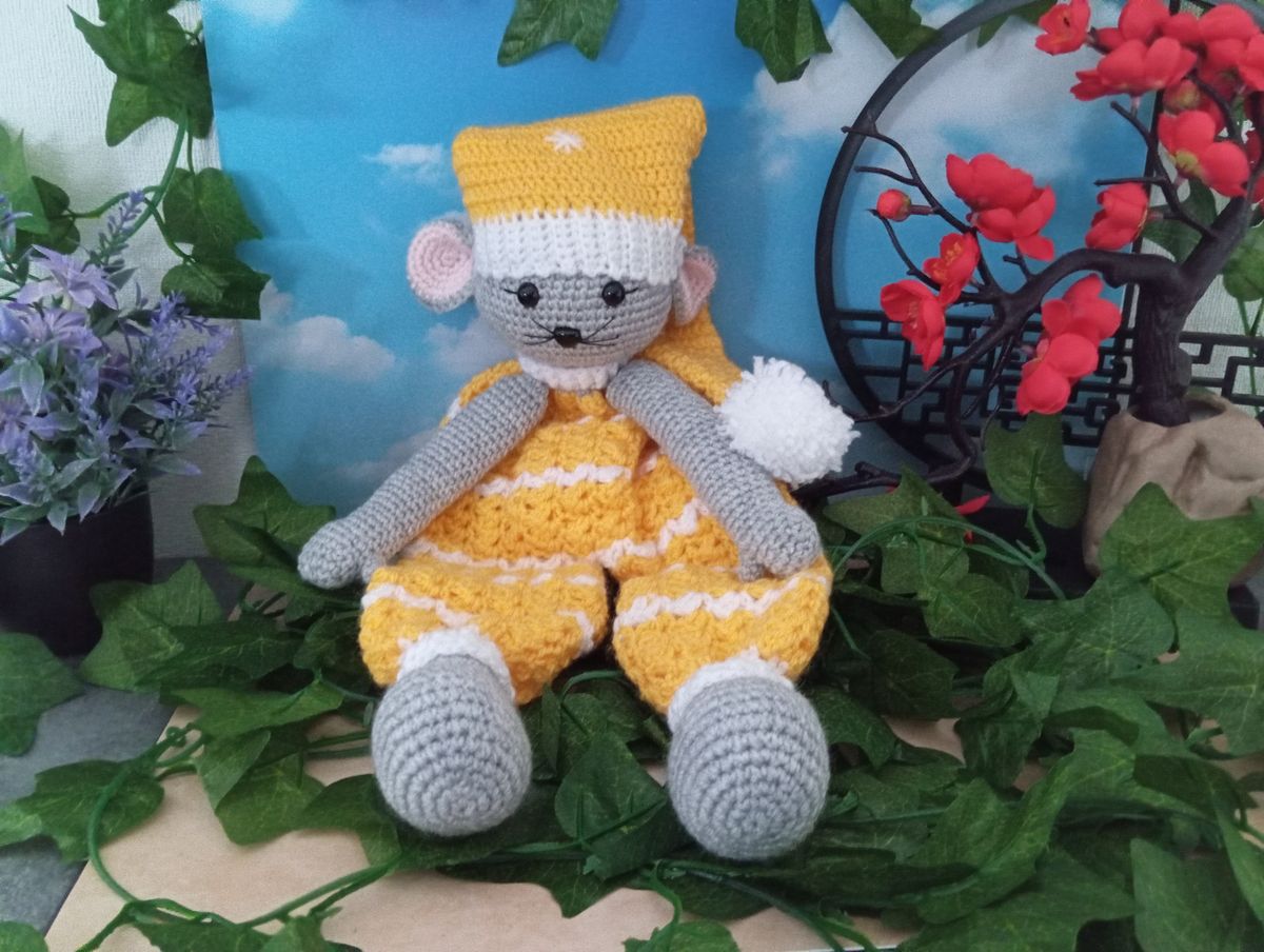 Doudou plat souris jaune