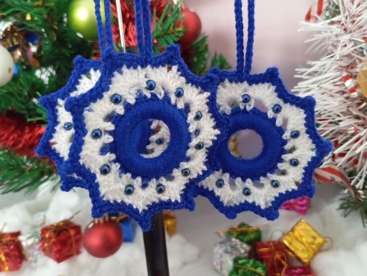 Lot de Petites couronnes de Noël blanche/bleue