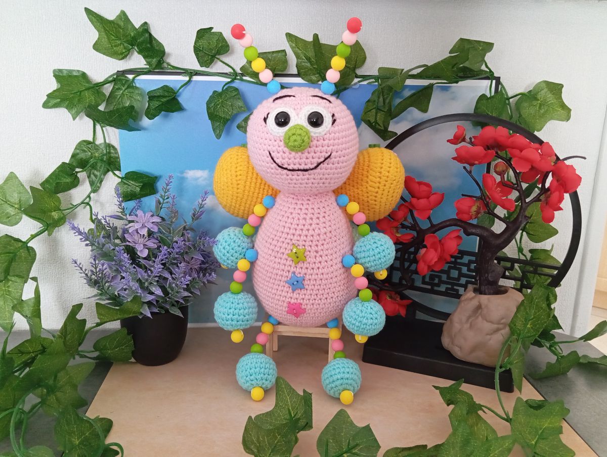 Papillon "Boules" Amigurumi Rose