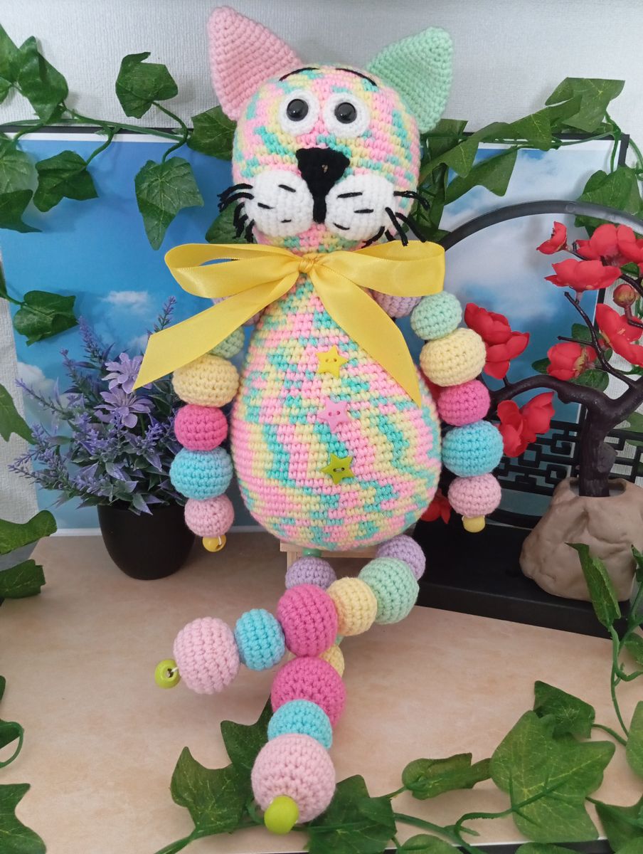 Chat "Boules" Amigurumi Pastel