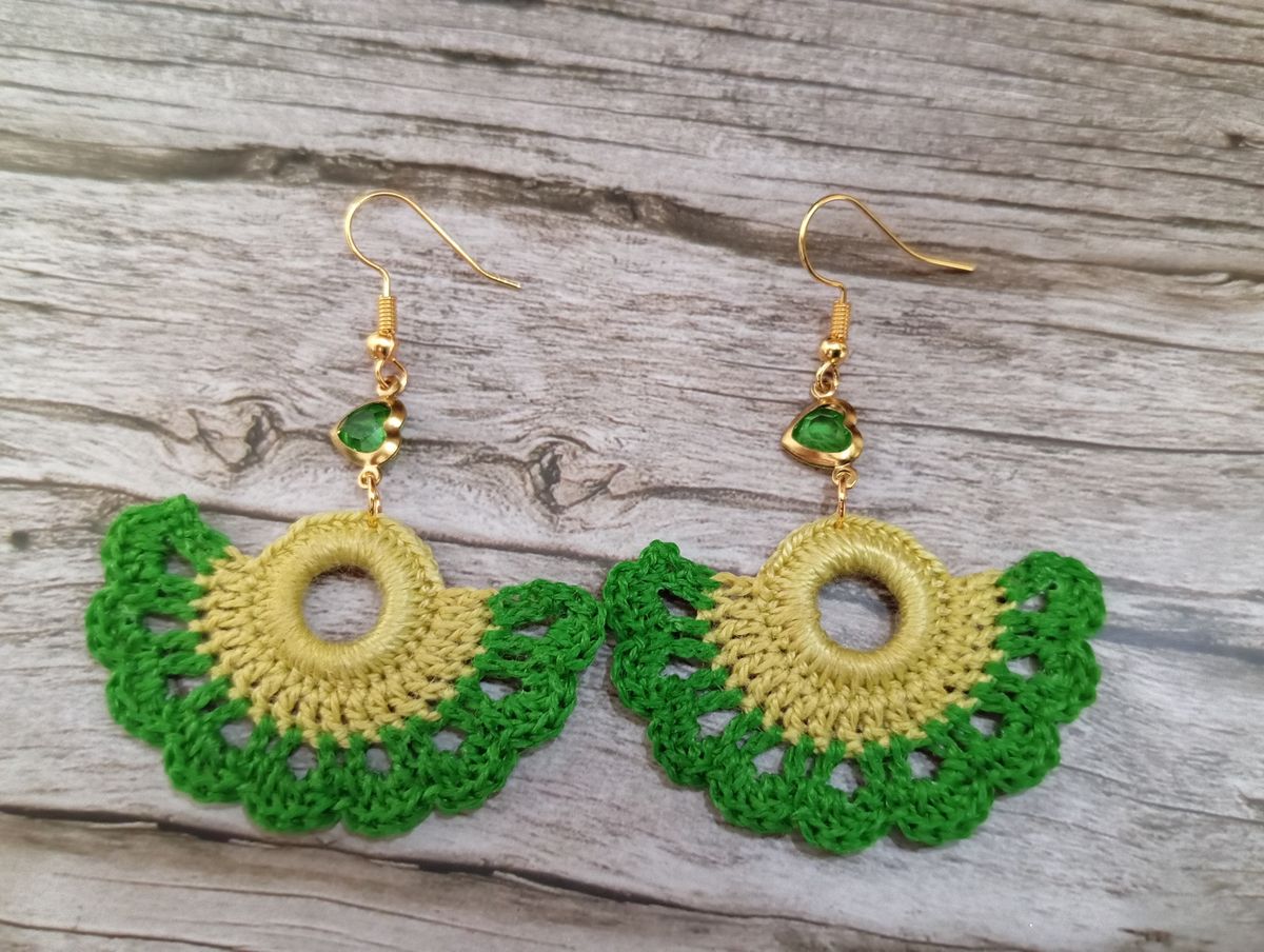 Boucle d'Oreille éventail dégradée de vert