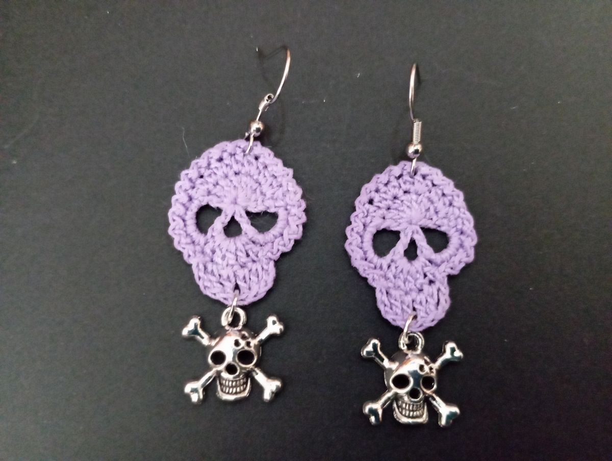 Boucle d'Oreille Halloween Crâne lilas