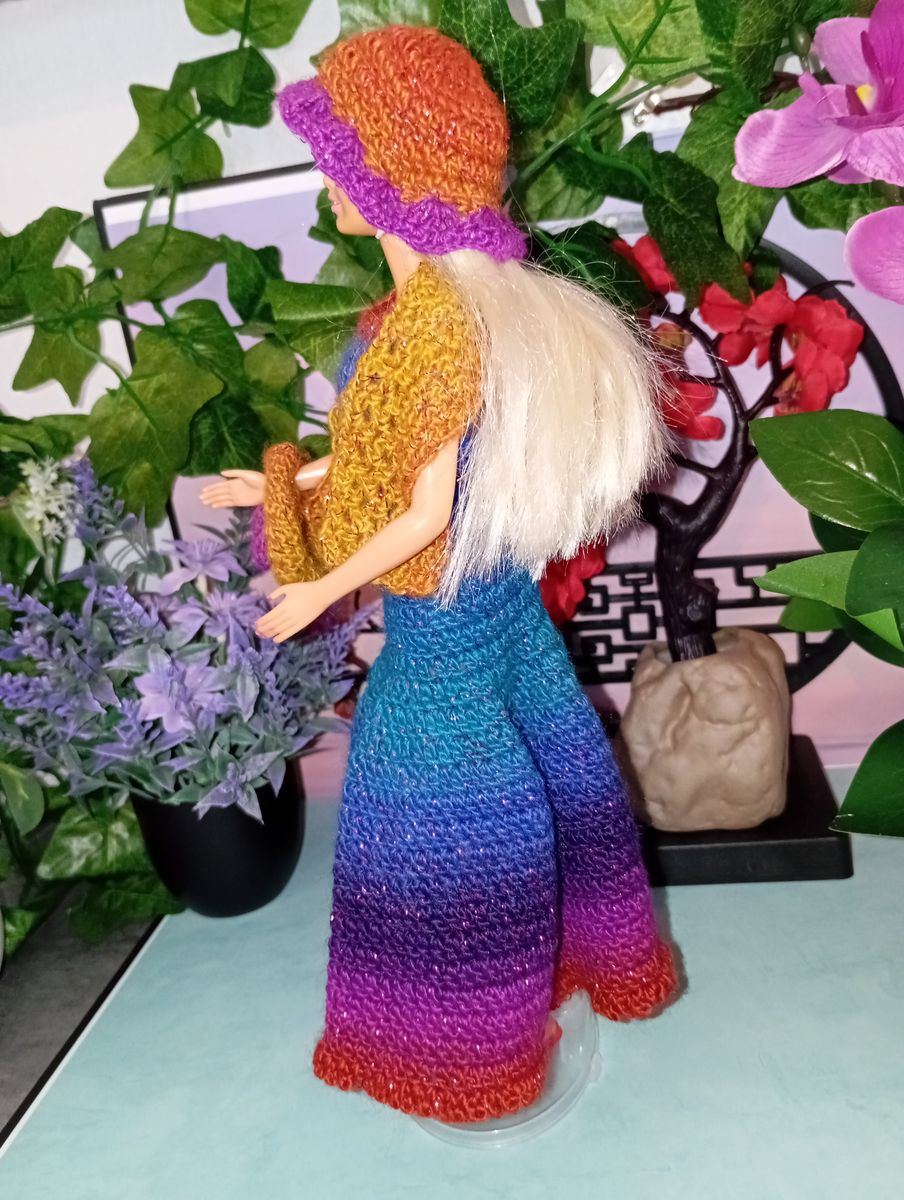 Robe bleu dégradé pour poupée type Barbie