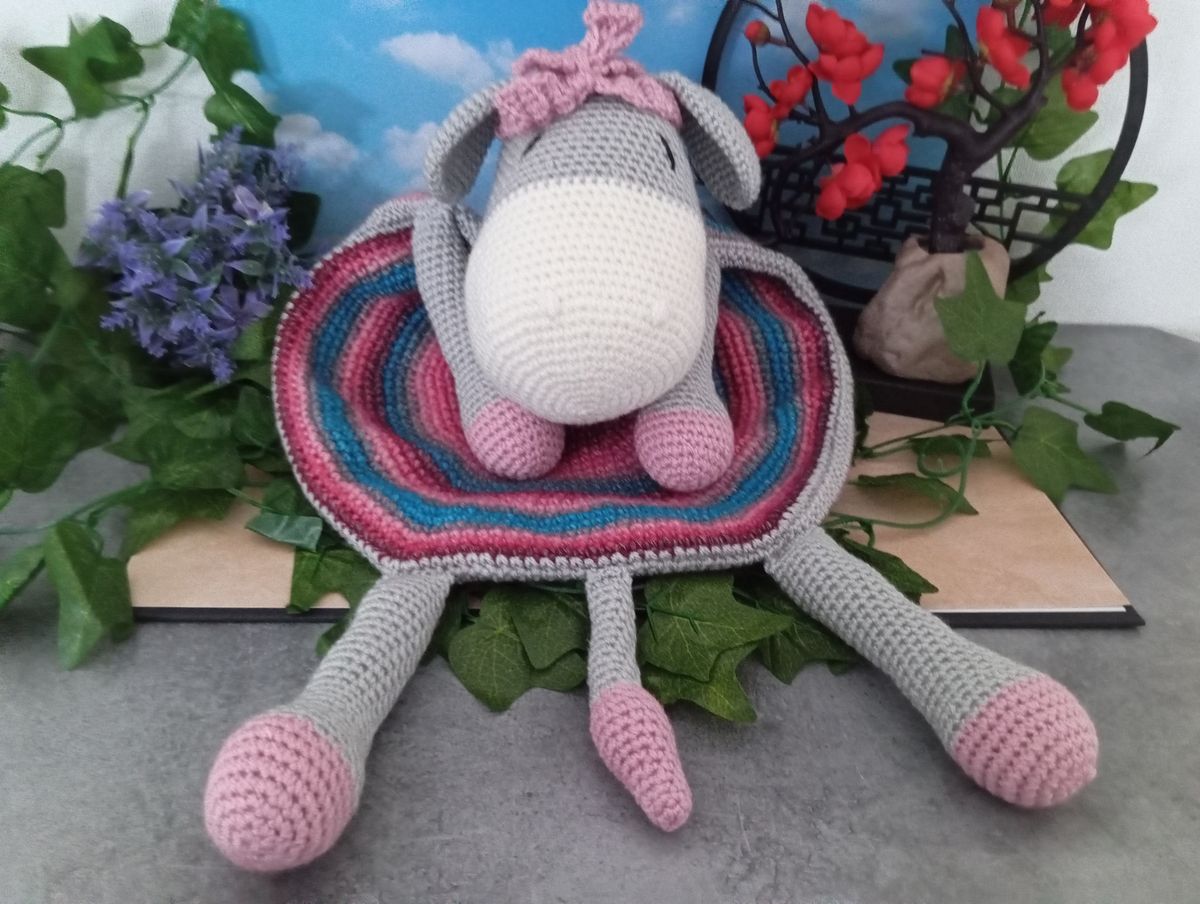Doudou plat Ane gris clair