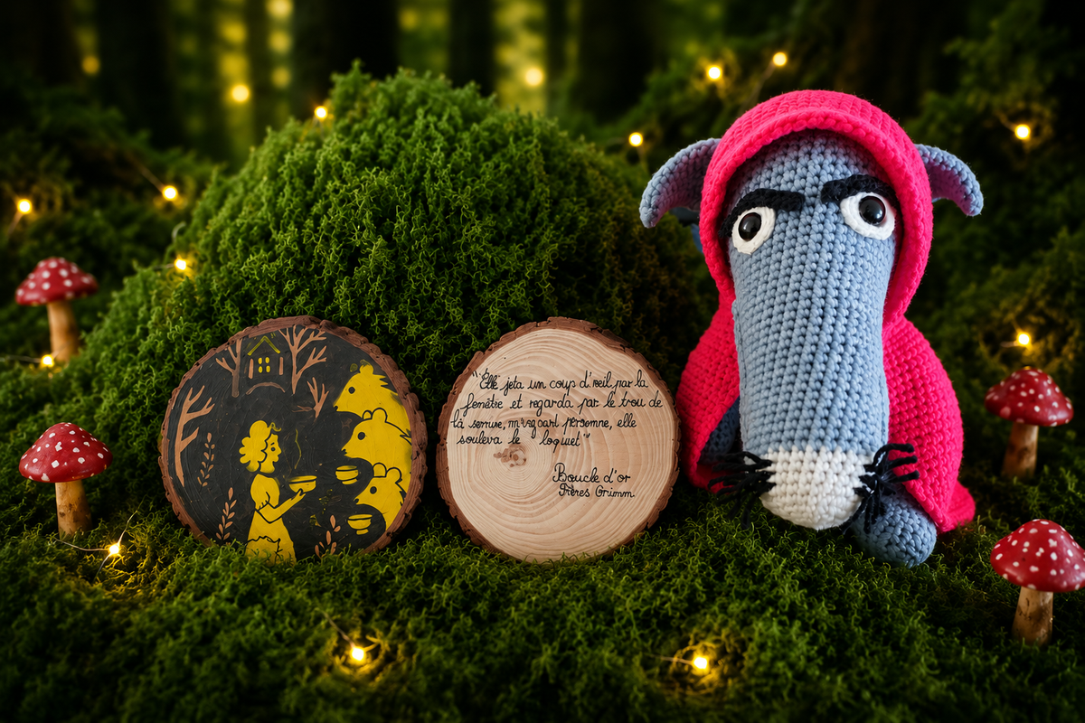 Disque en bois illustré – Boucle d'Or et les Trois Ours 