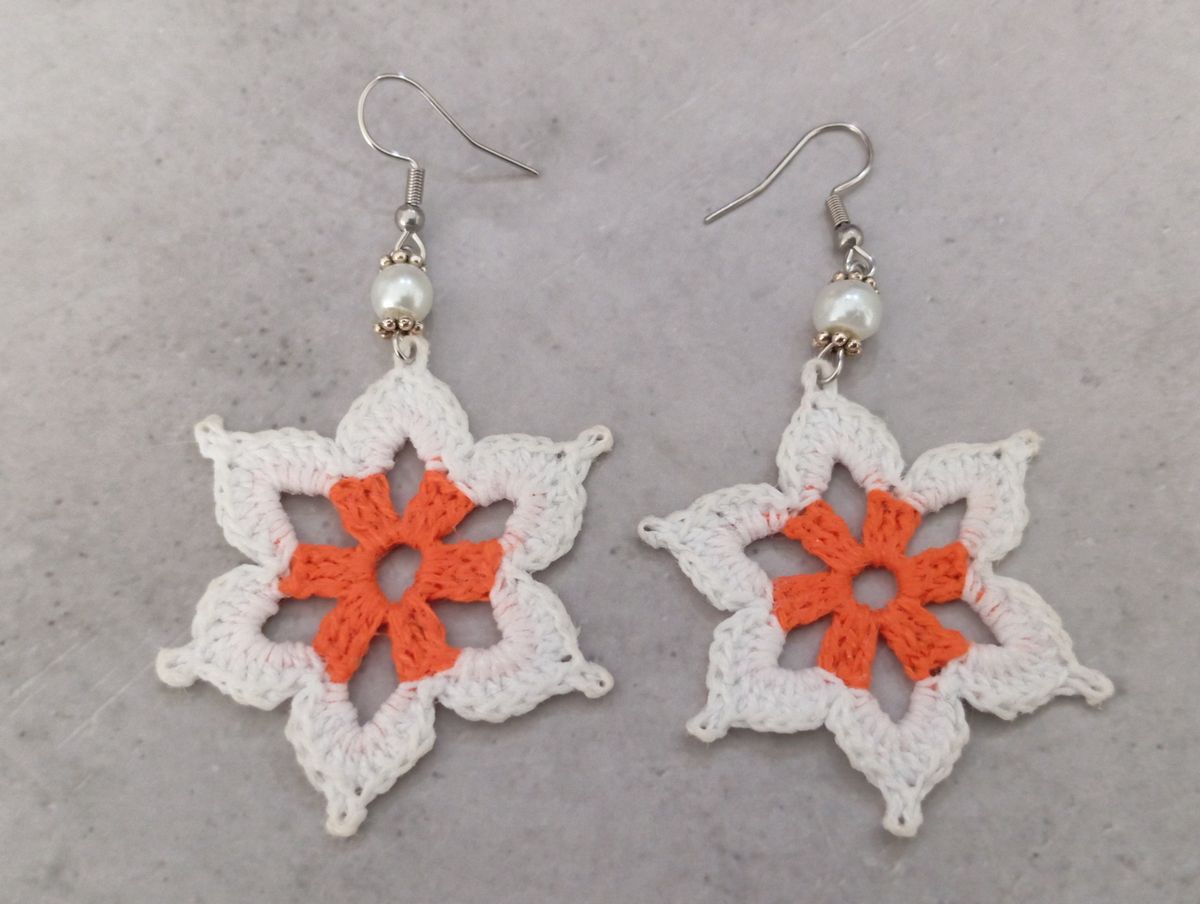 Boucle d'Oreille Blanche/Orange