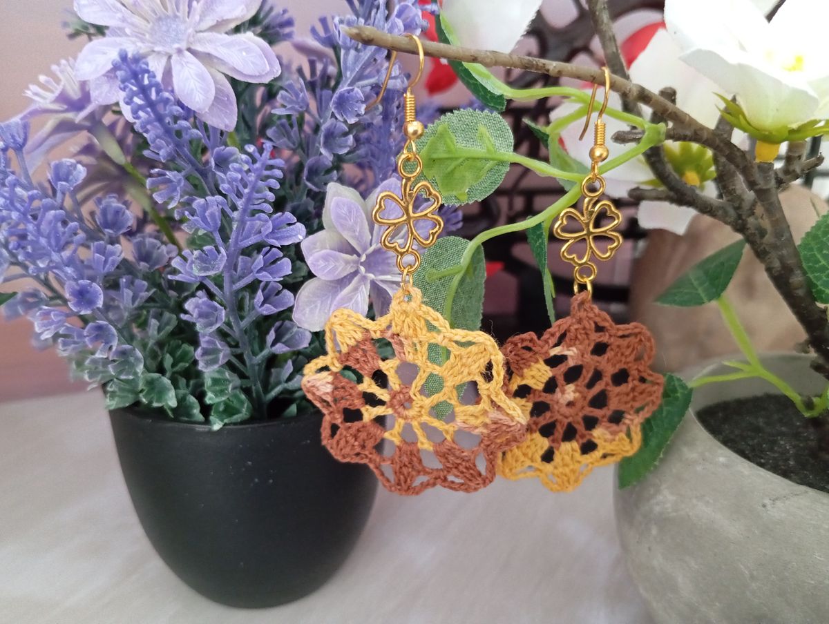 Boucle d'Oreille Marron/Jaune