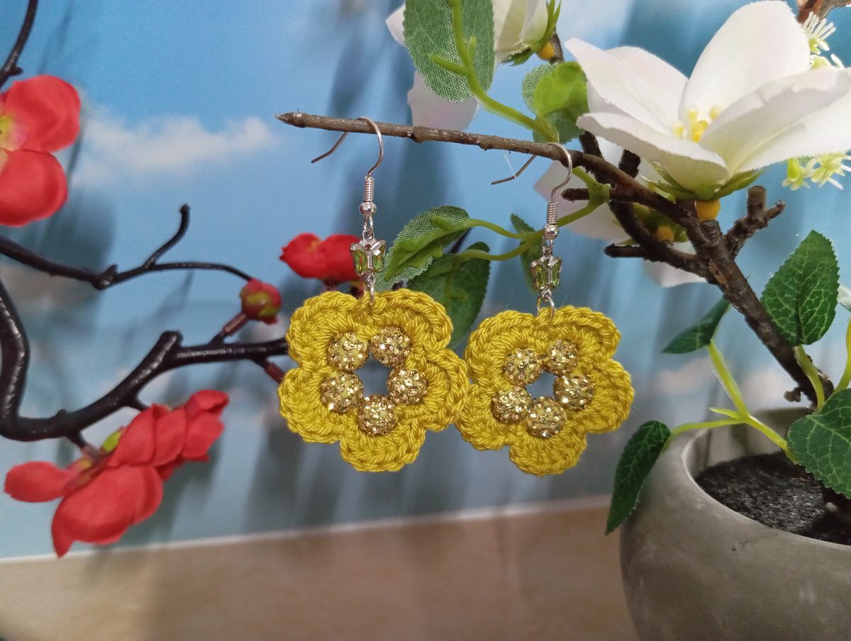 Boucle d'Oreille Verte/Kaki clair avec perles