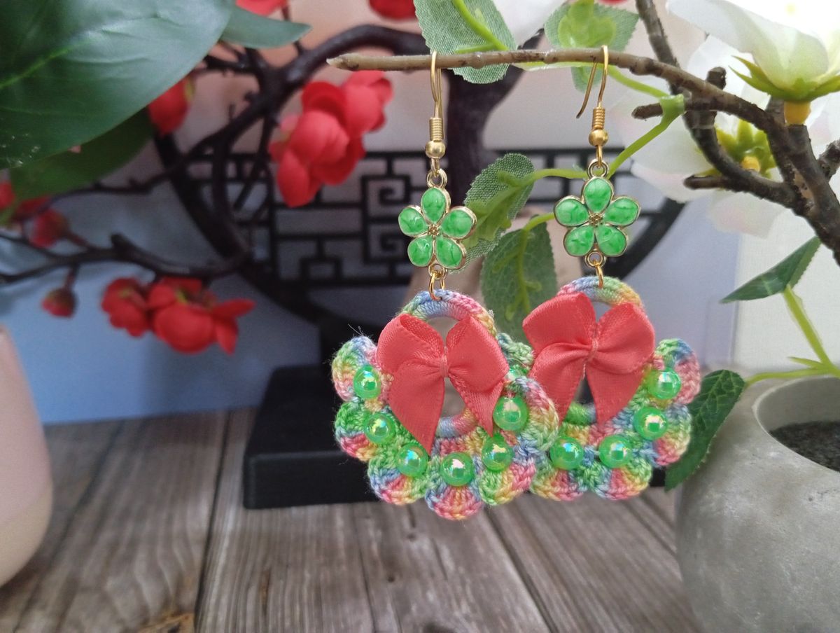 Boucle d'Oreille Arc en ciel avec perles