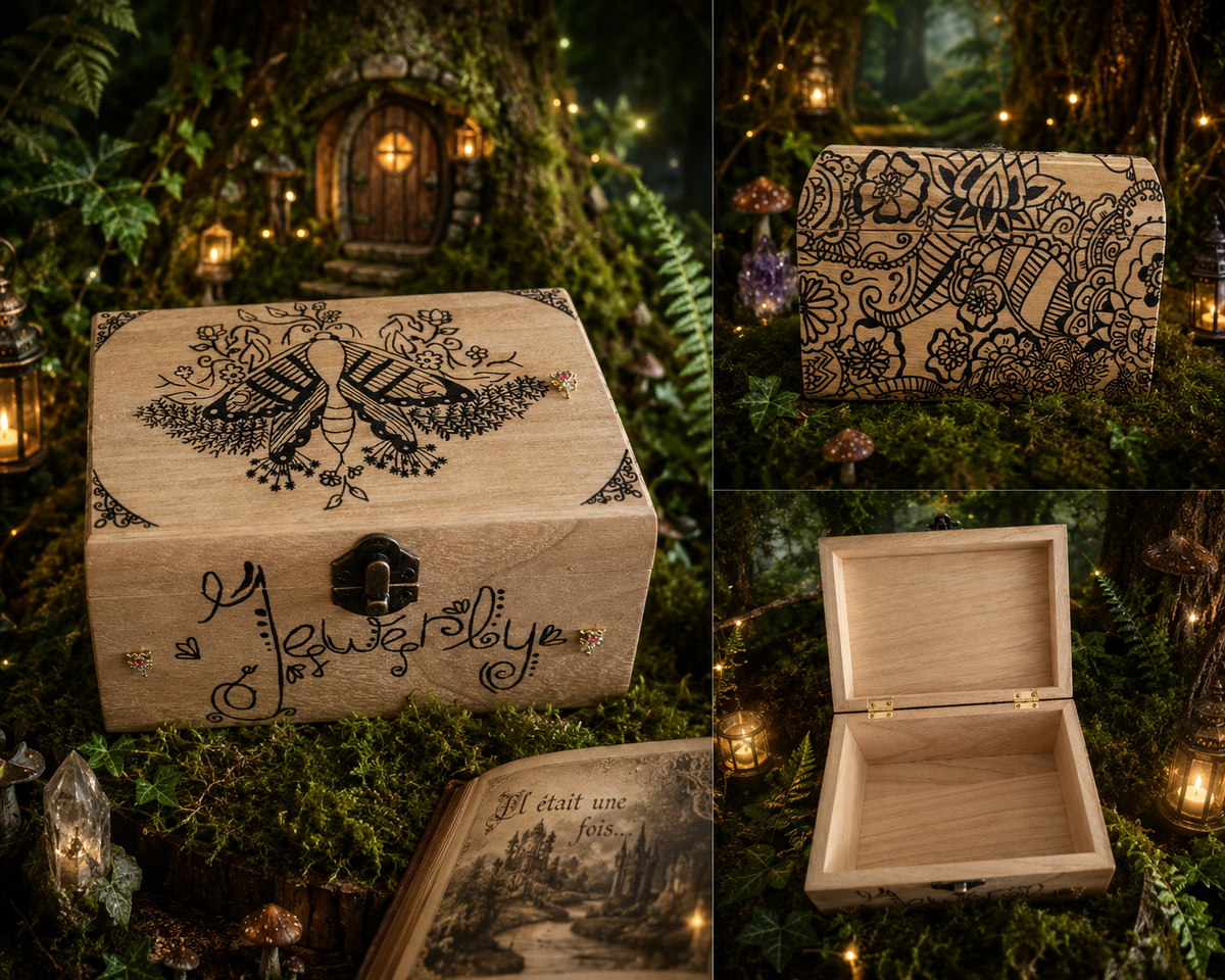Boîte à bijoux artisanale – Phalène enchantée