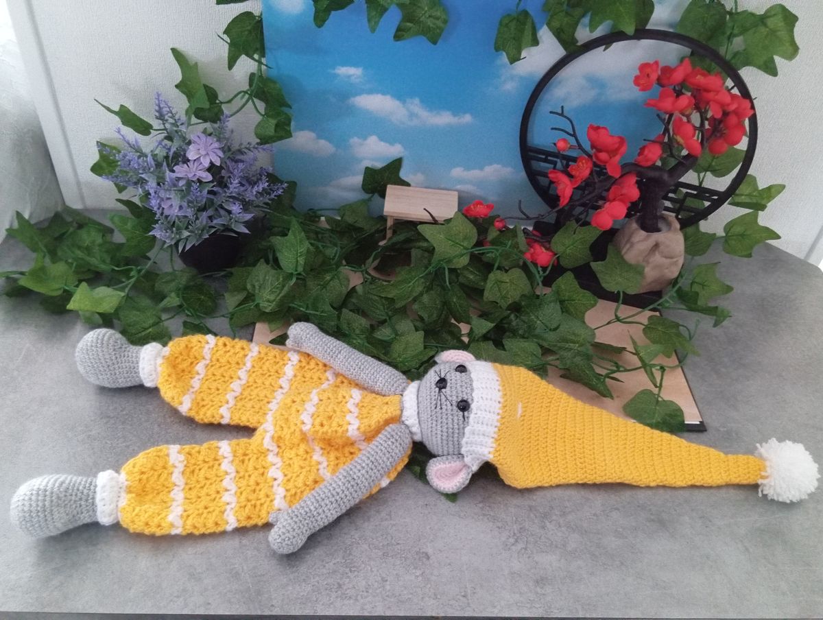 Doudou plat souris jaune