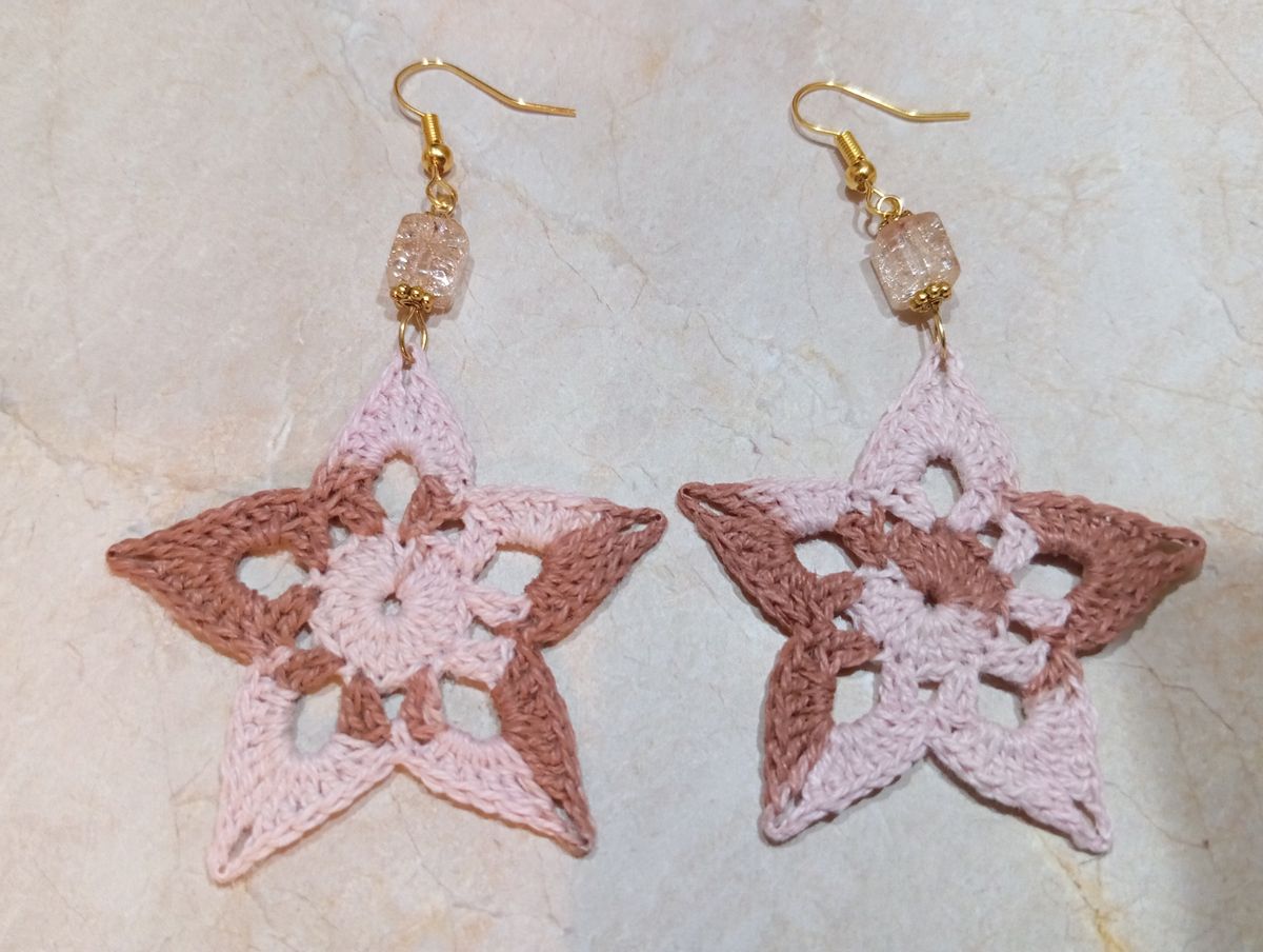Boucle d'Oreille Marron/Rose pâle dégradé