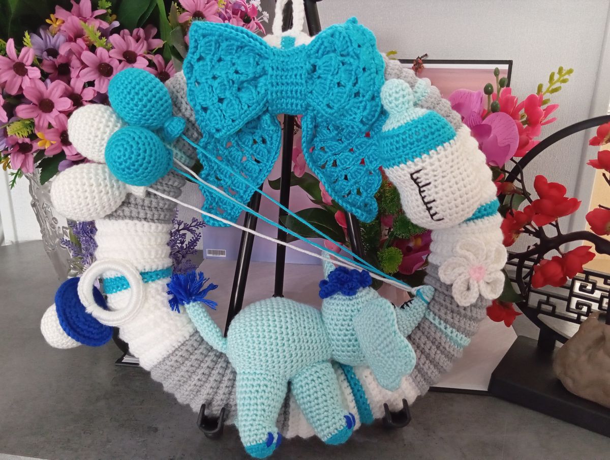 Couronne de naissance bleue/blanche