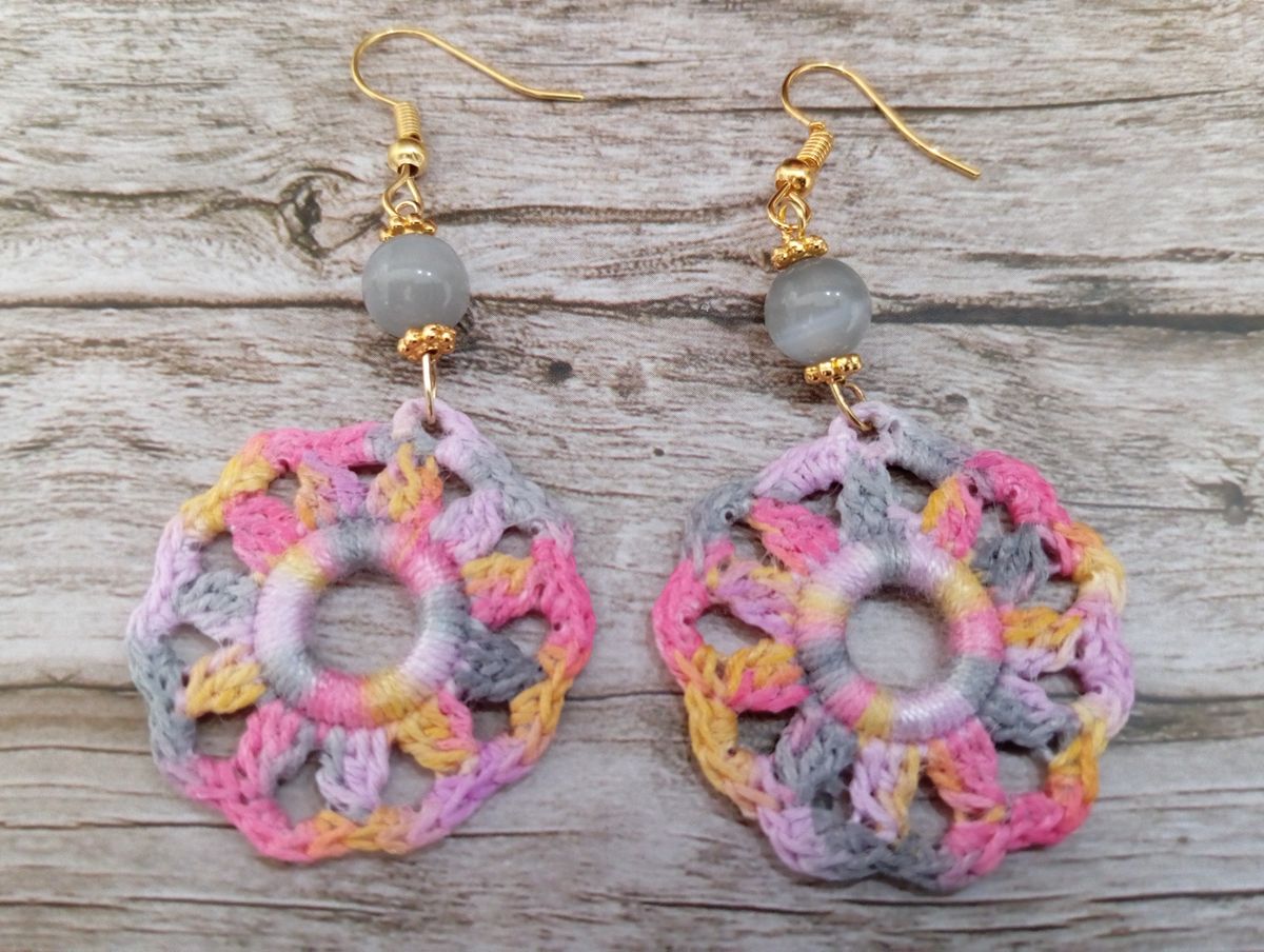 Boucle d'Oreille grise/rose