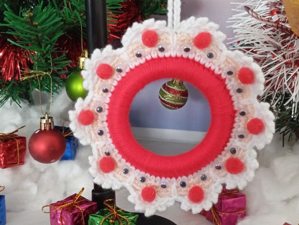 Petite couronne de Noël Tête de père Noël Rouge/Rose/Blanche