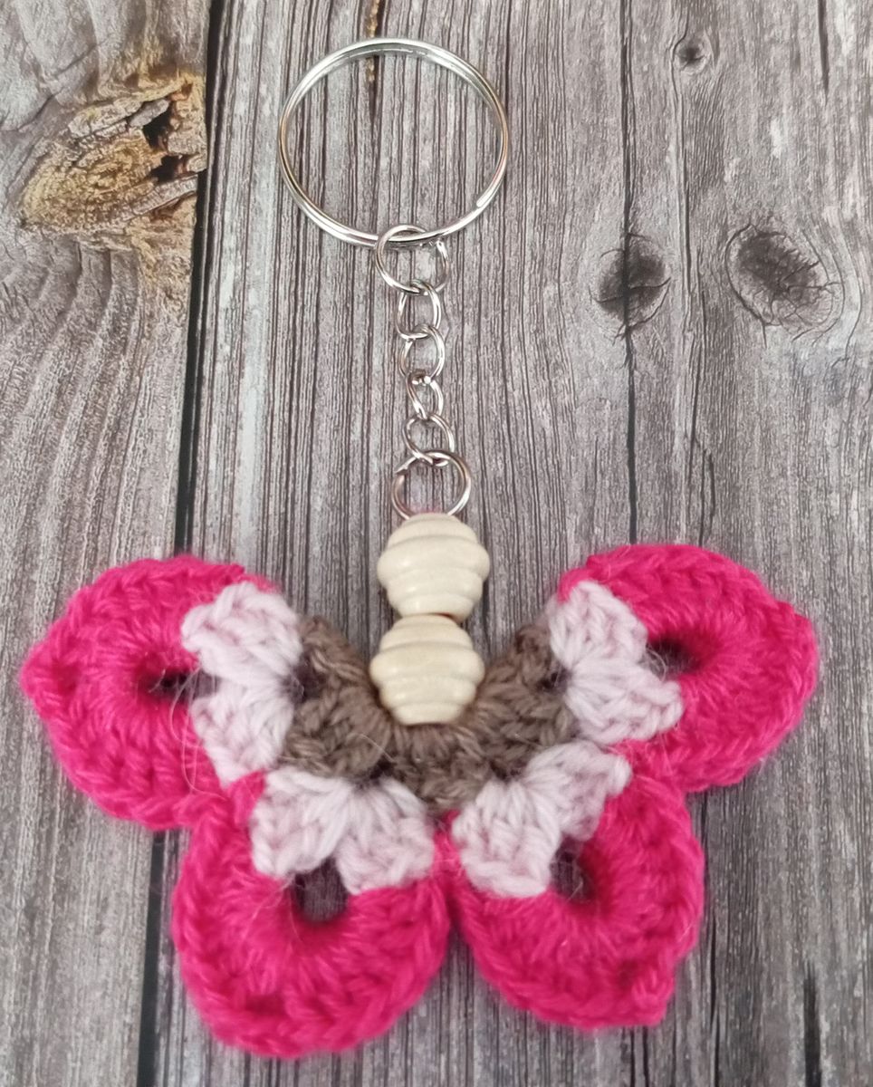 Porte clé papillon rouge/rose/marron