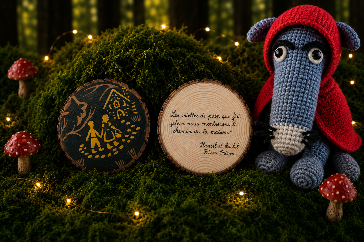 Disque en bois illustré – Hansel et Gretel 