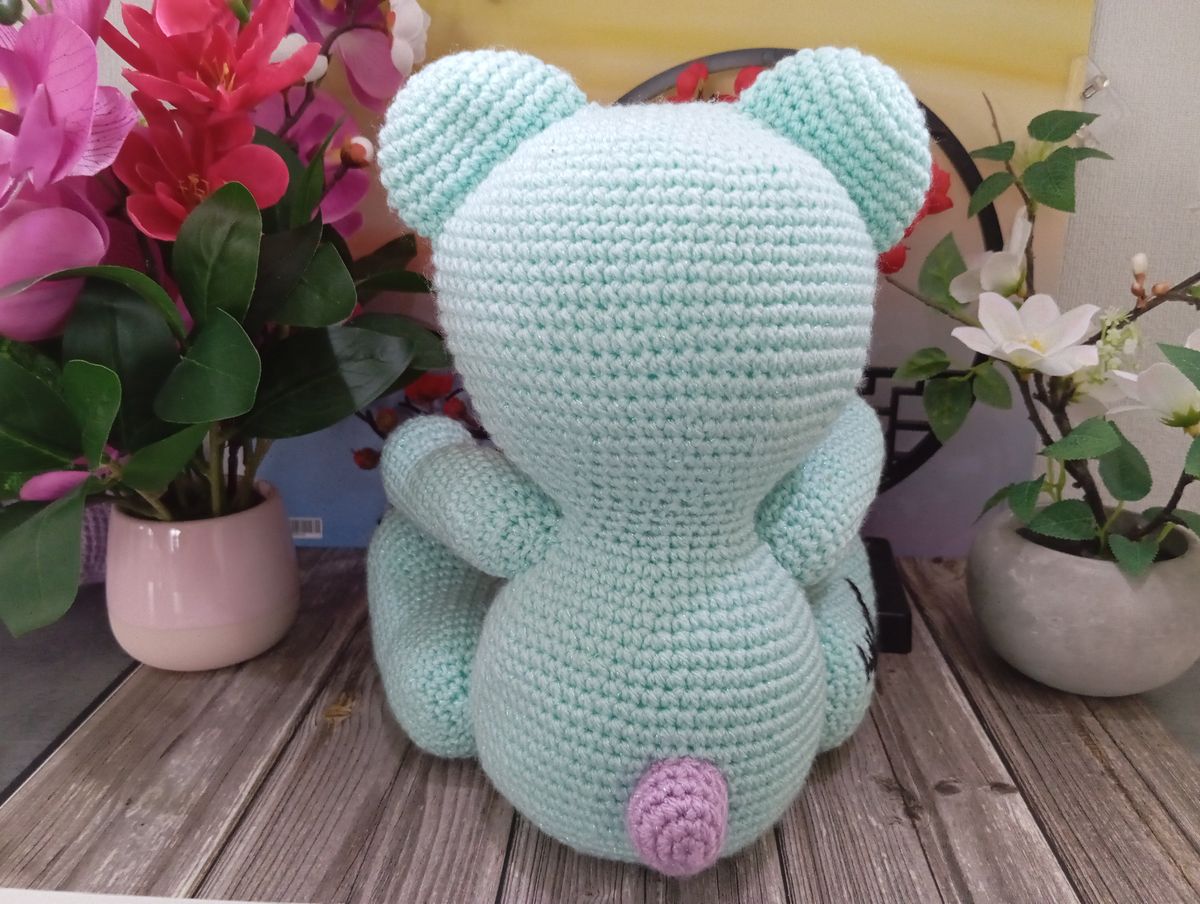 Ours Teddy Bear vert menthe/mauve