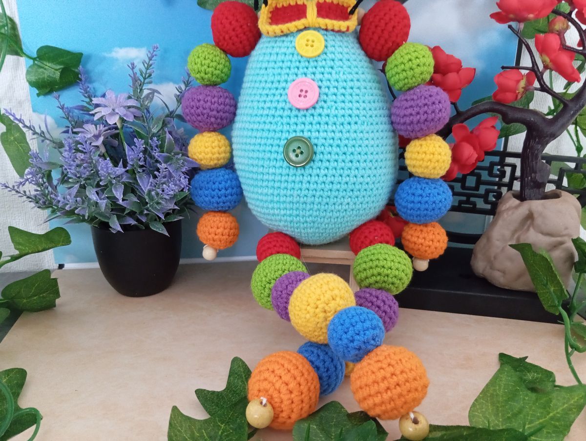 Chat "Boules" Amigurumi Bleu