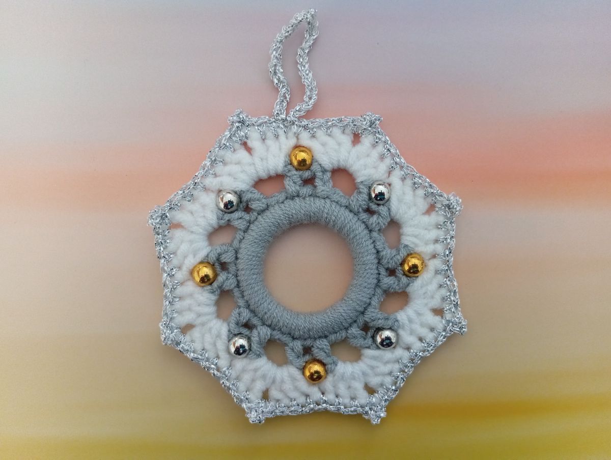 Petite couronne de Noël blanche/grise