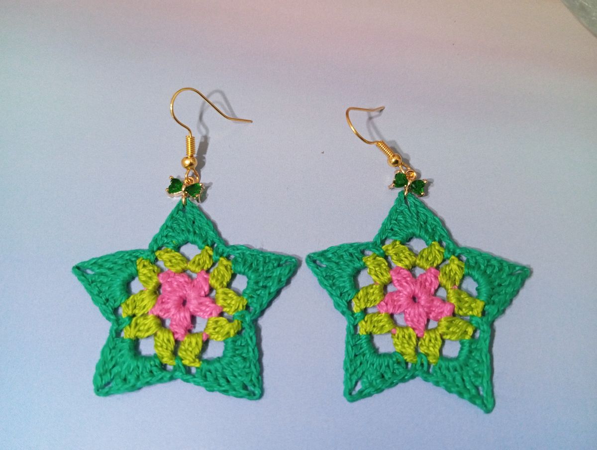 Boucle d'Oreille Verte/Fuchsia