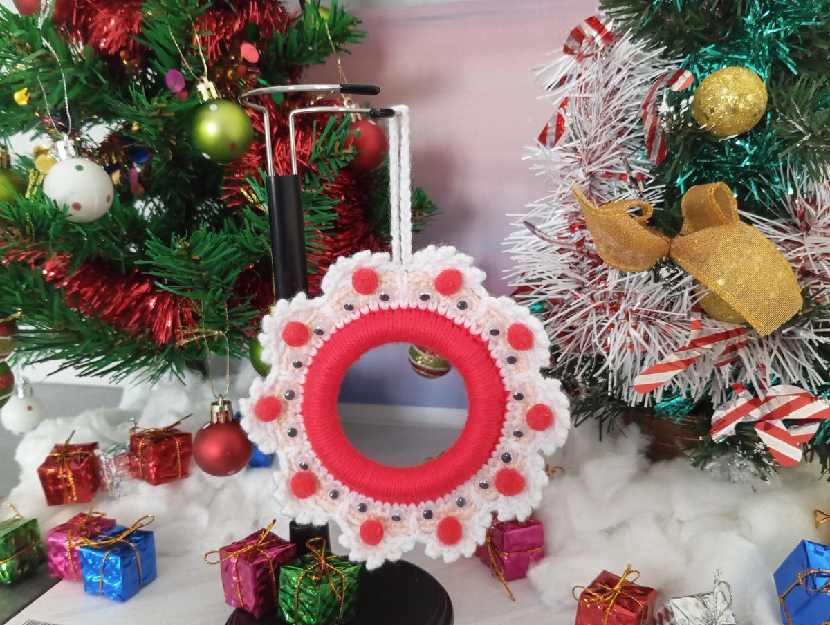 Petite couronne de Noël Tête de père Noël Rouge/Rose/Blanche