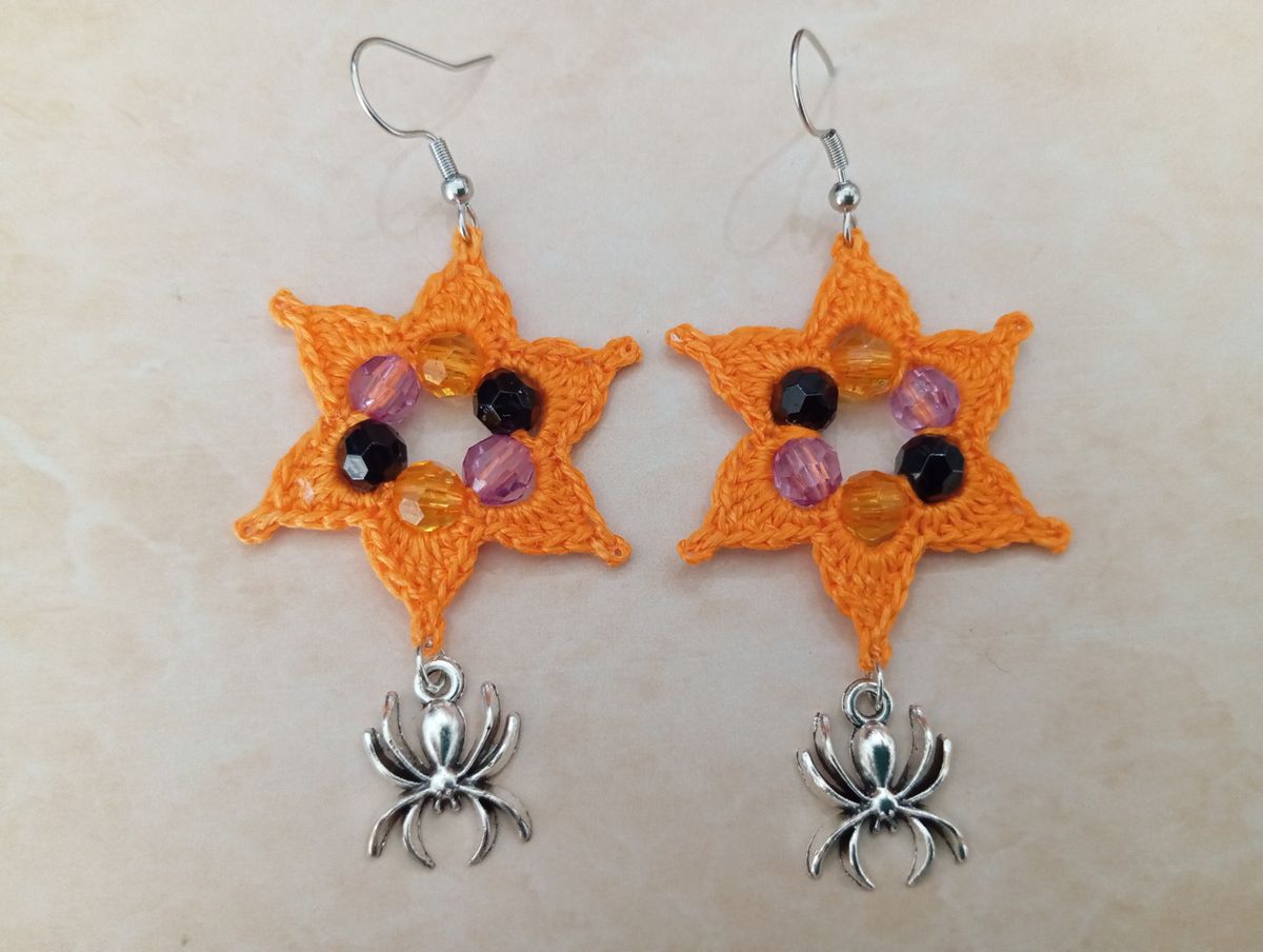 Boucle d'Oreille Halloween Orange avec perles