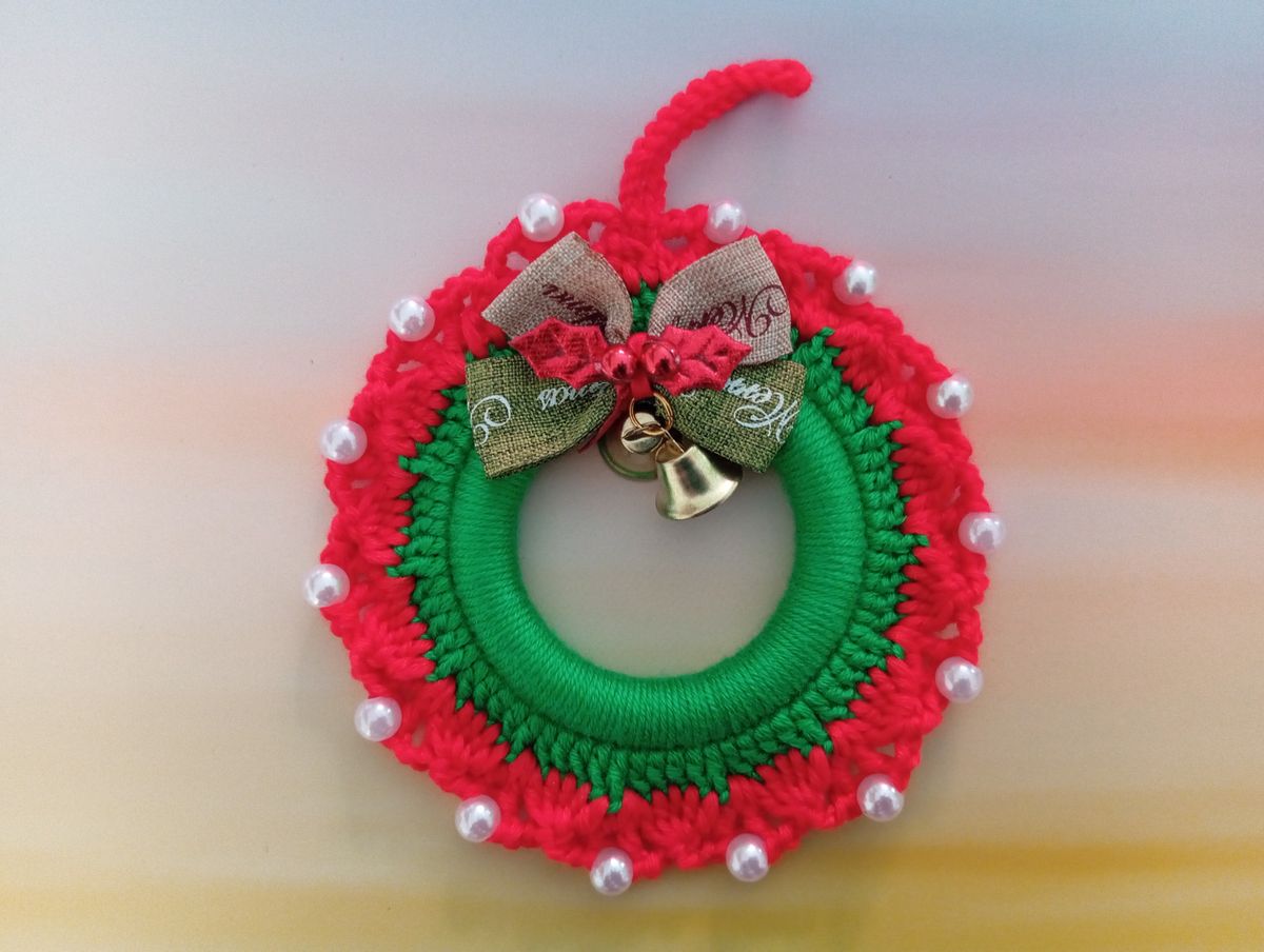 Petite couronne de Noël verte/rouge
