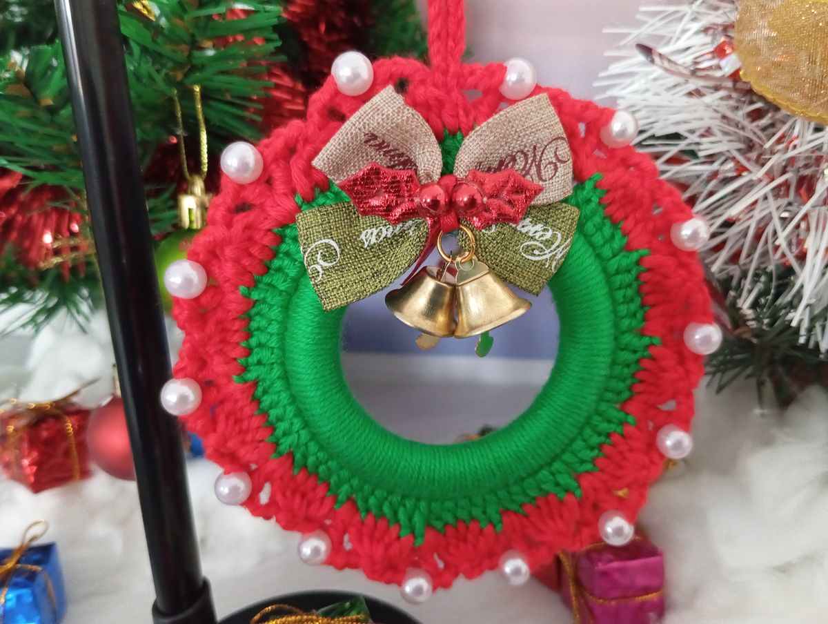 Petite couronne de Noël verte/rouge