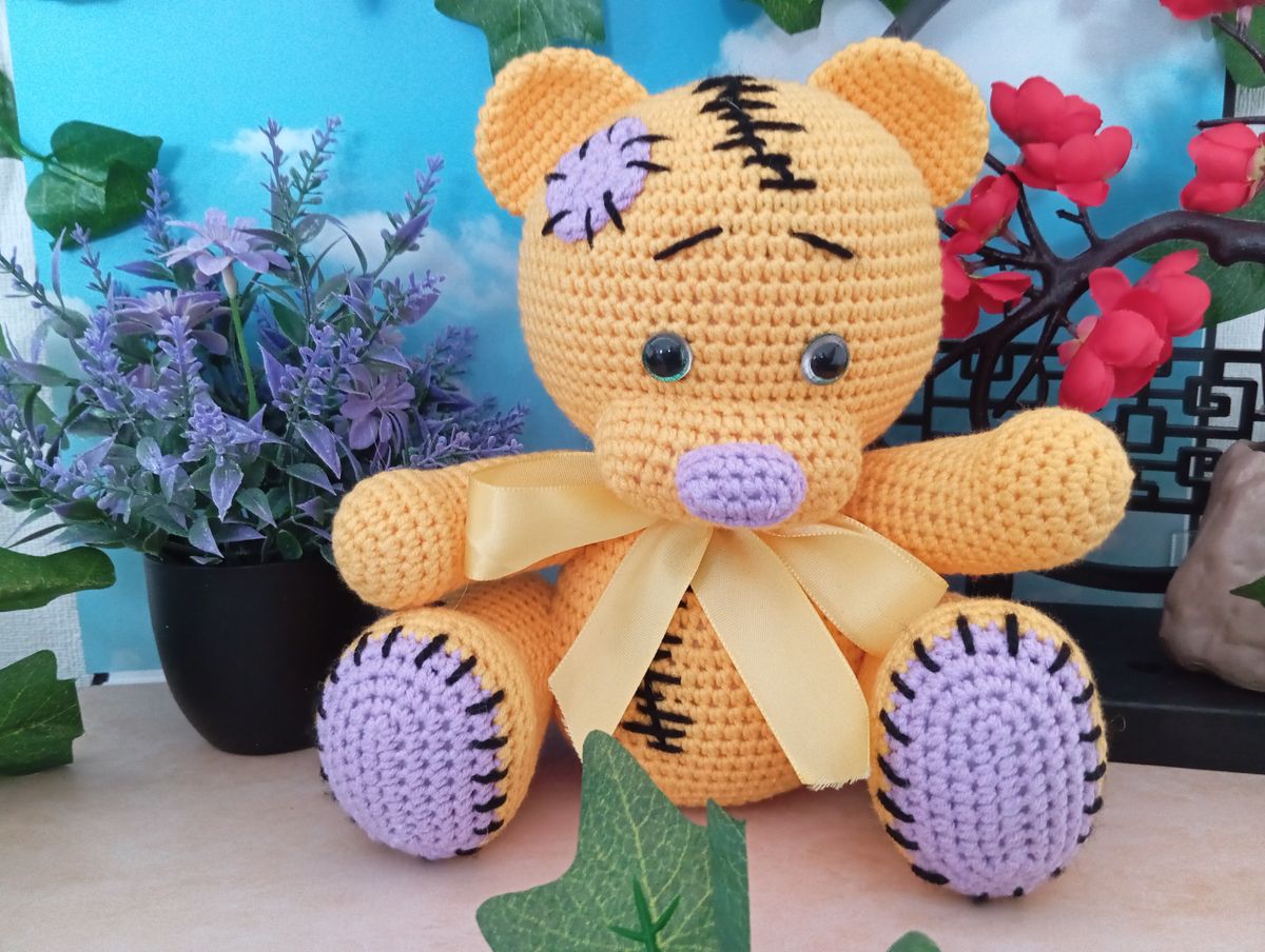 Ours Teddy Bear jaune/mauve