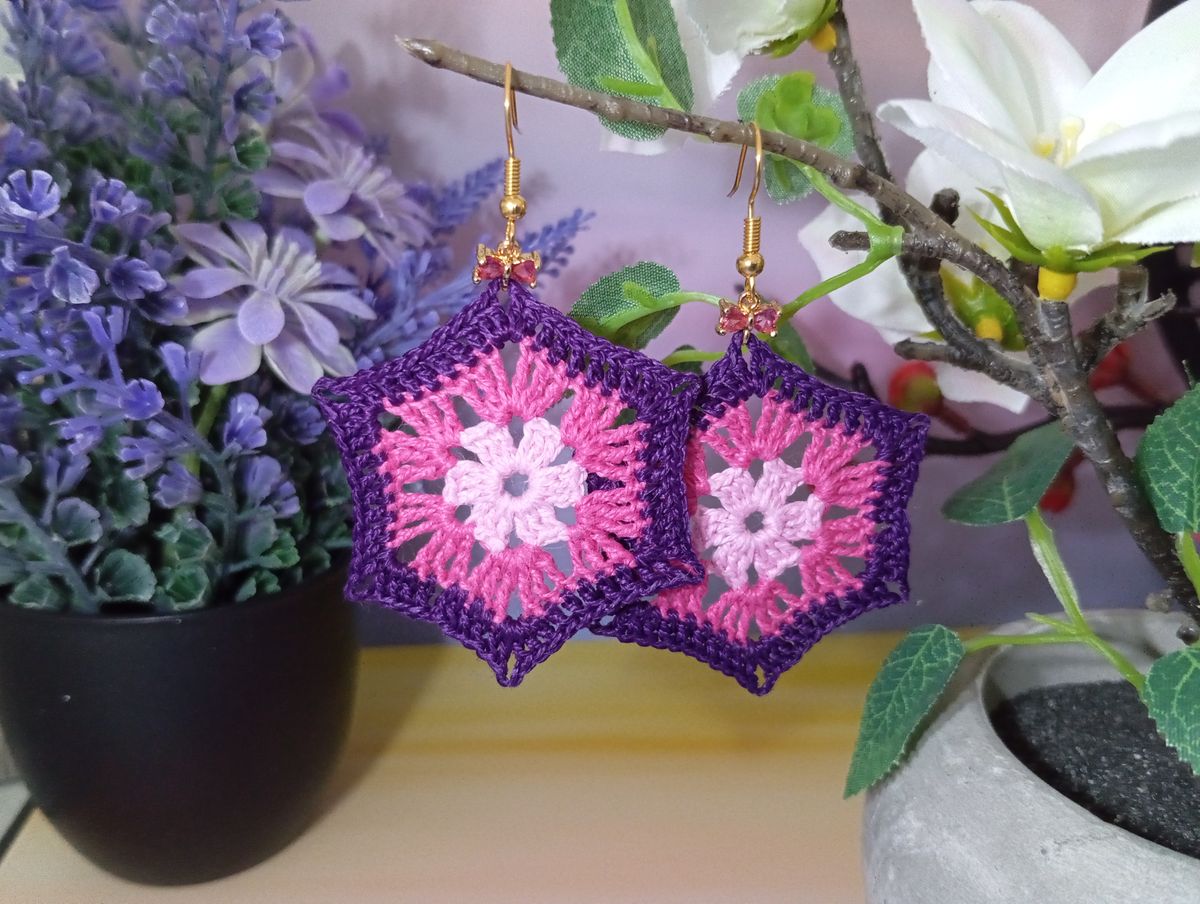 Boucle d'Oreille Violette/Rose