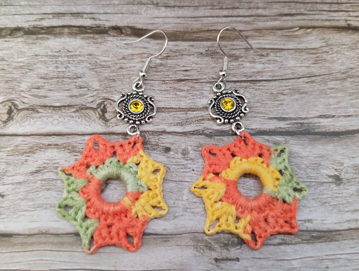 Boucle d'Oreille orange/jaune/verte