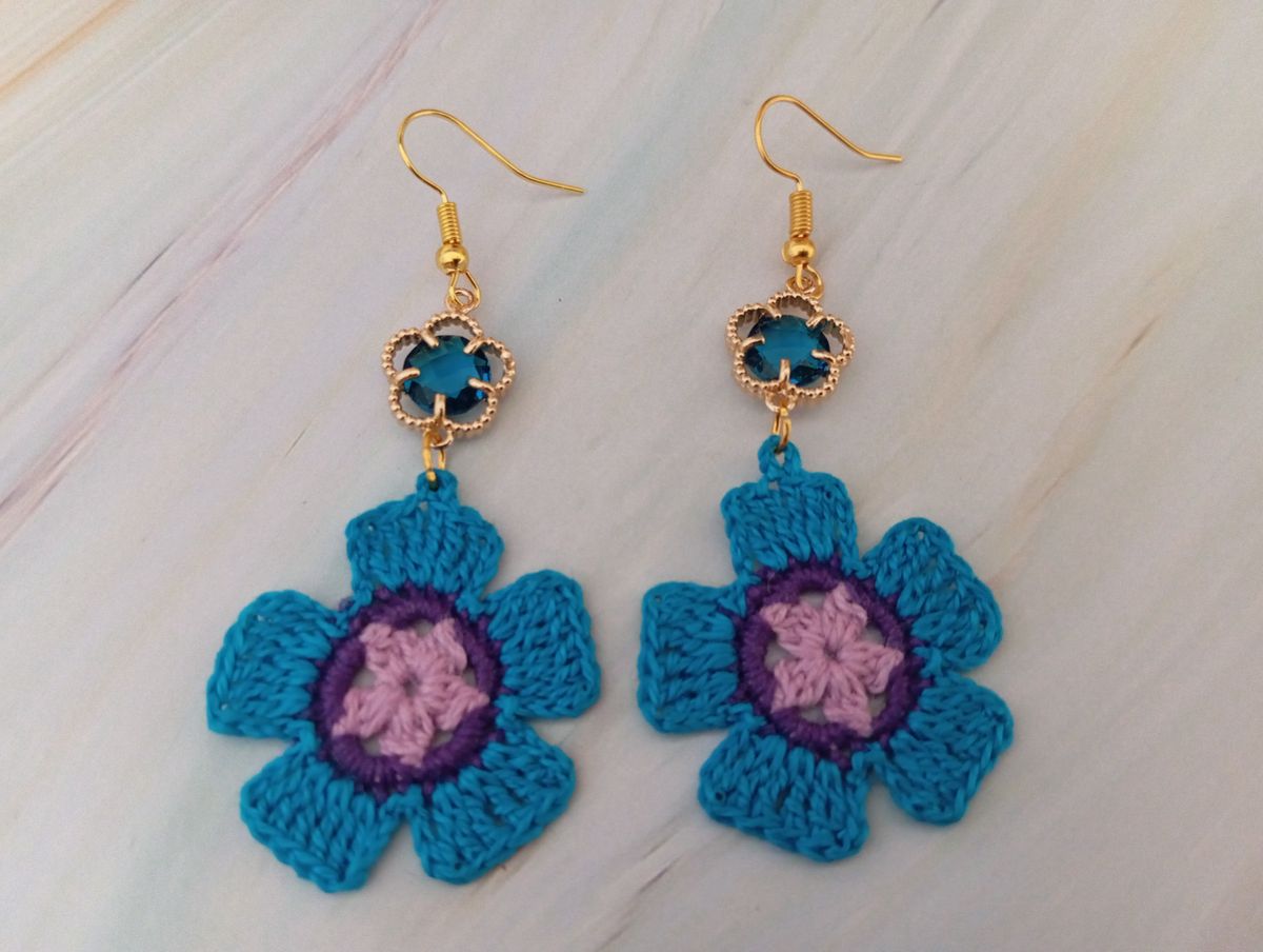 Boucle d'Oreille Bleue/Lilas