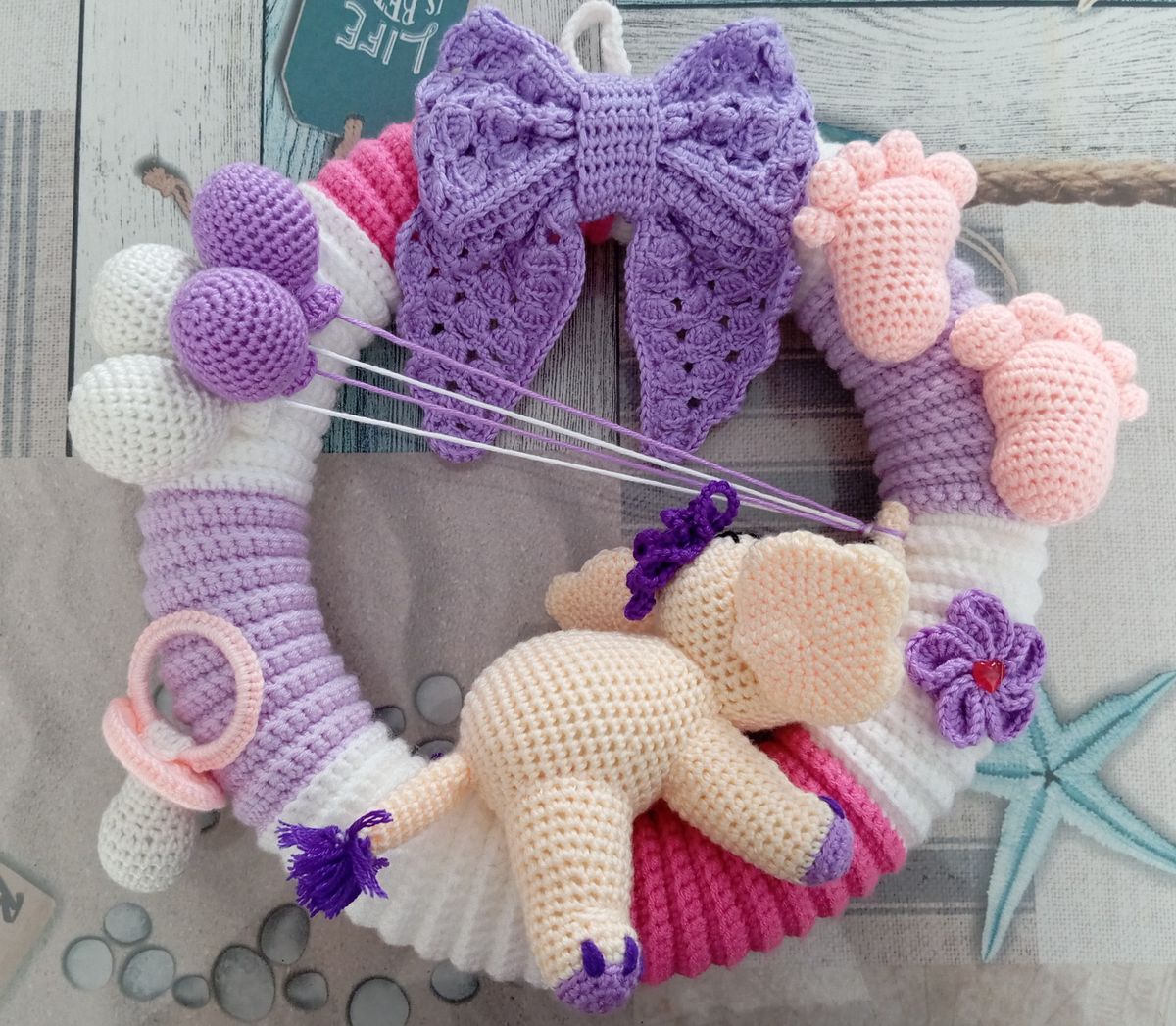 Couronne de naissance blanche/lilas/rose/jaune