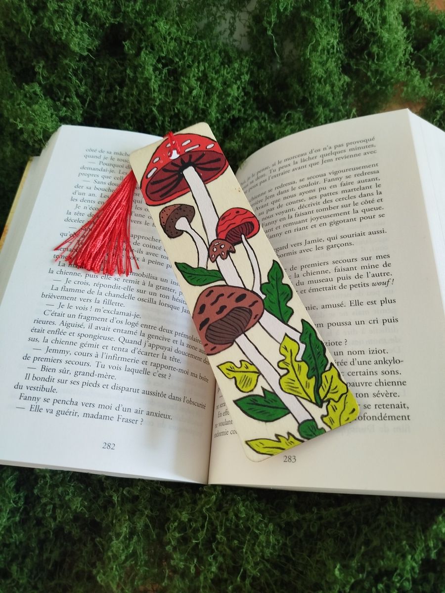 Marque-page artisanal – Promenade aux champignons