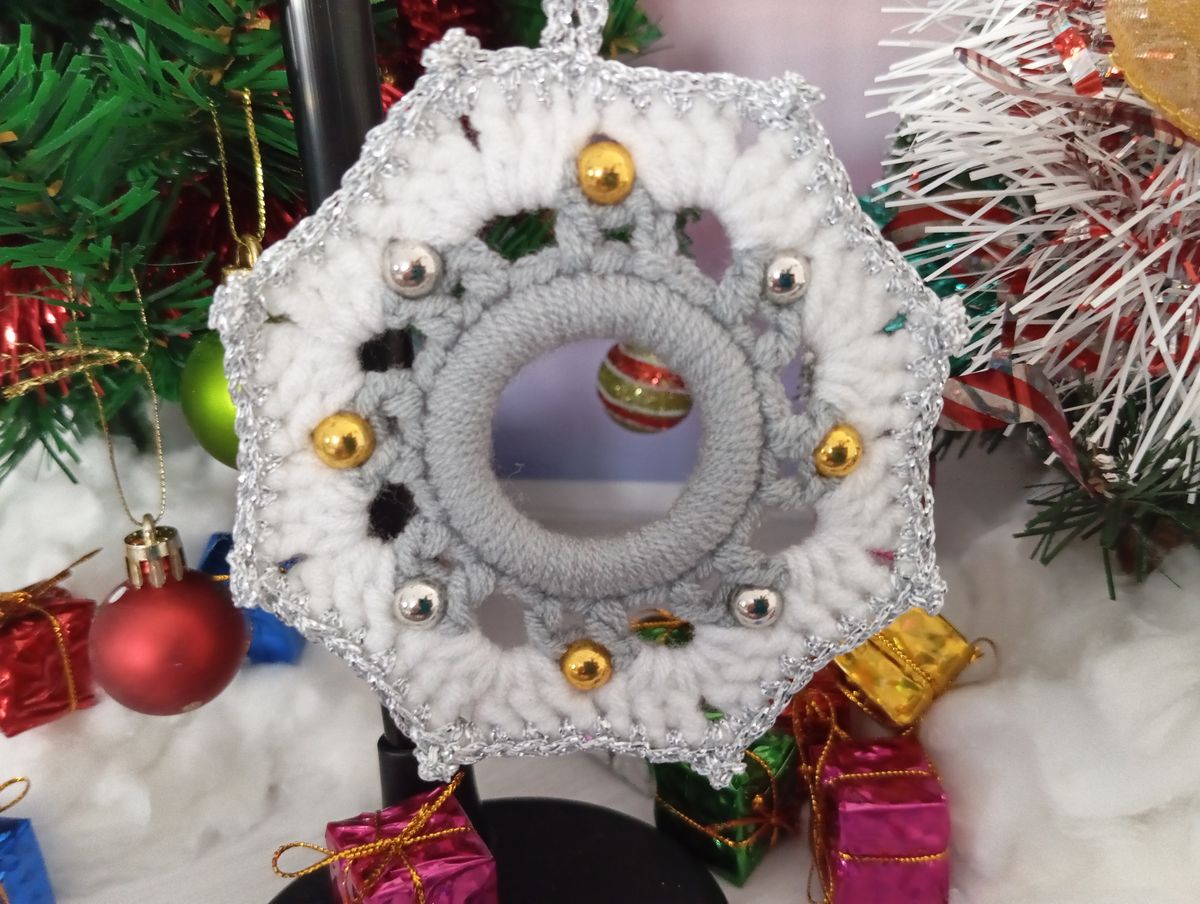 Petite couronne de Noël blanche/grise