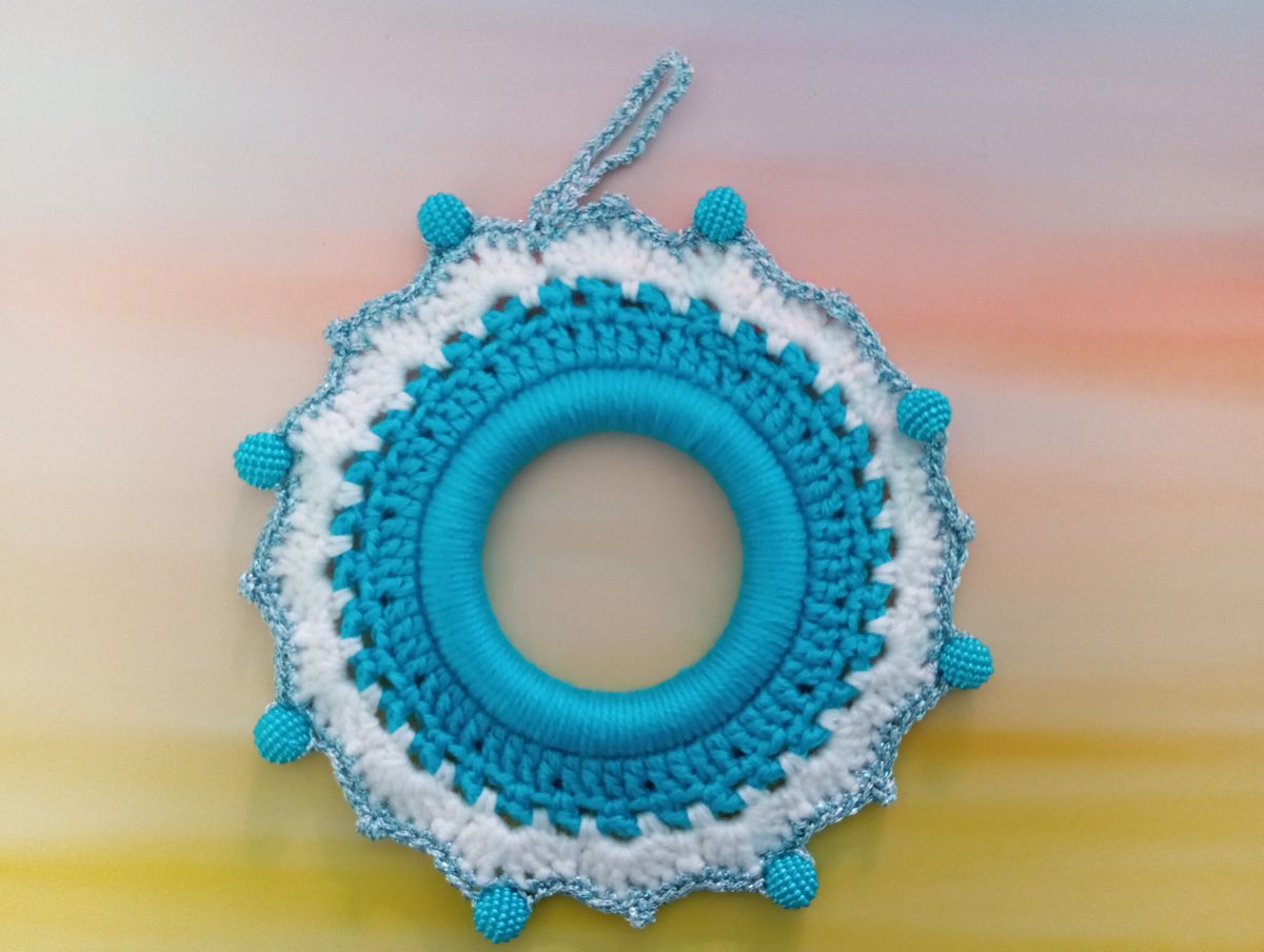 Petite couronne de Noël blanche/bleue