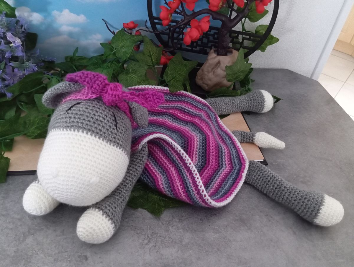 Doudou plat âne gris foncé